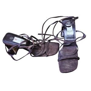Wild Rose Brown Metallic Strappy Sandals Block Heels Size 6.5 Vintage